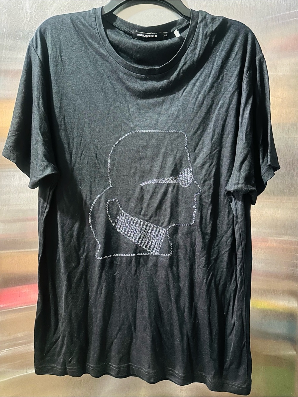 Karl Lagerfeld✨🖤🩶Black T-Shirt with White Outline Logo